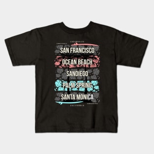 San Francisco Ocean Beach Sandiego Palm Spring Santa Monica Kids T-Shirt